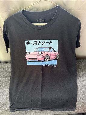 Women’s Black Tee with Pink Car Graphic
